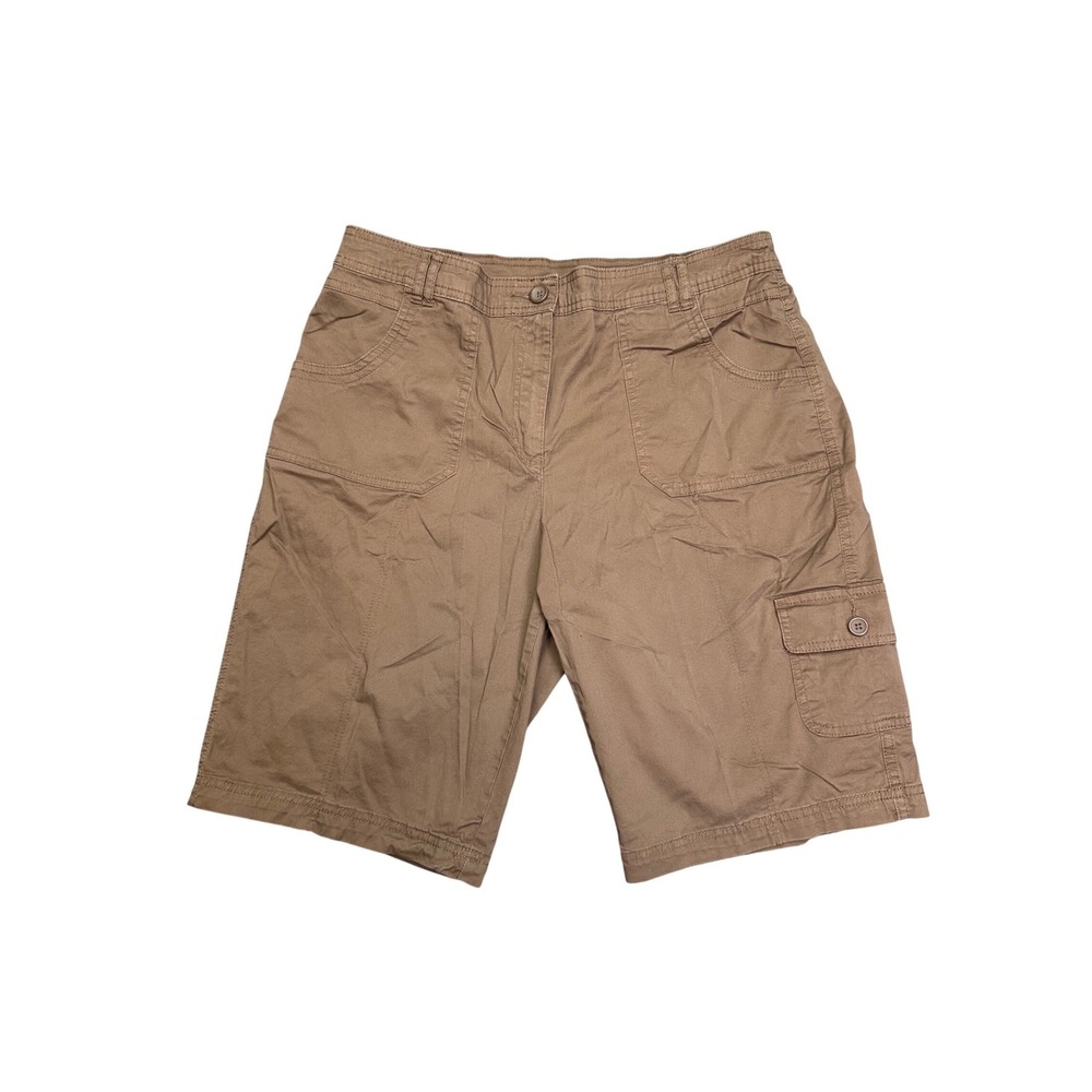 ❌SOLD❌Karen Scott Womens Brown Cargo Shorts Size 14 Cotton Blend Utility Casual